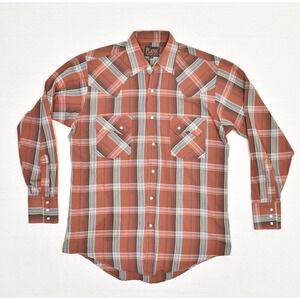 Plains Men Pearl Snap Shirt Western Plaid Cowboy Cotton Blend Multicolor Size S